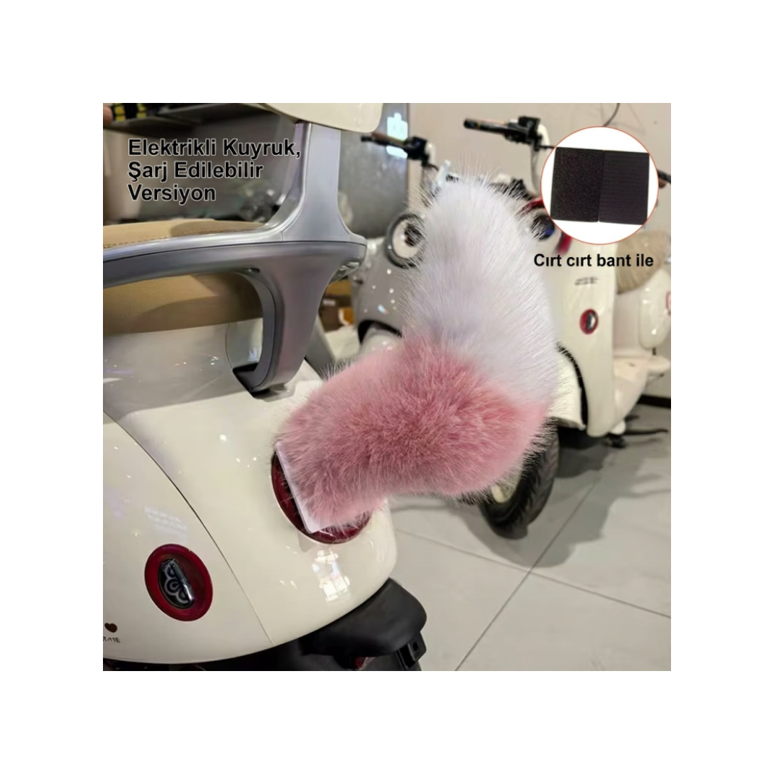 Işıklı Sesli Uzaktan Kumandalı  Hareketli Küçük Kuyruk Süsü Elektrikli Scooter, Araç Arkası Dış Aparatı